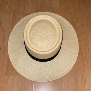 Cuyana Straw Bolero Hat, Toquilla Straw, Natural/Black, 57